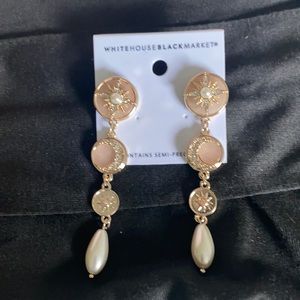 WHBM BLUSH STONE CELESTIAL LINEAR EARRINGS